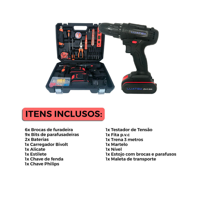 Kit de Ferramenta com Parafusadeira [21V]