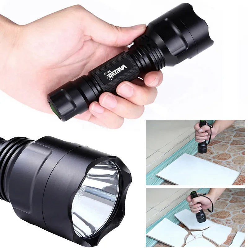 Lanterna tática led de 2500lm para caça, portátil, à prova d'água