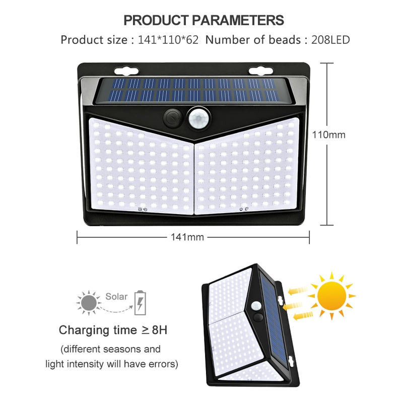 Luz solar LED 100/138/208/468/LEDs
