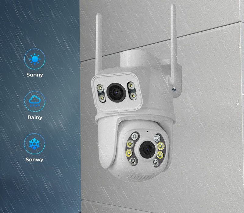 Câmera de seguranças Wi-fi 2 lentes e suporte Alexa