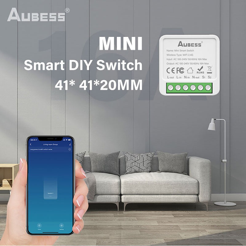 Tuya Smart WiFi Mini Switch 16A 2 via Mini Suporta Alexa Google Home