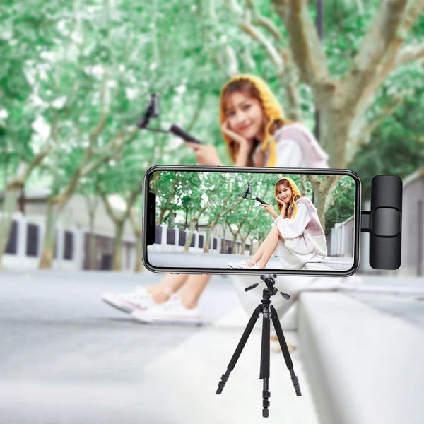 Microfone de Lapela Sem Fio Compatível com IPhone e Android