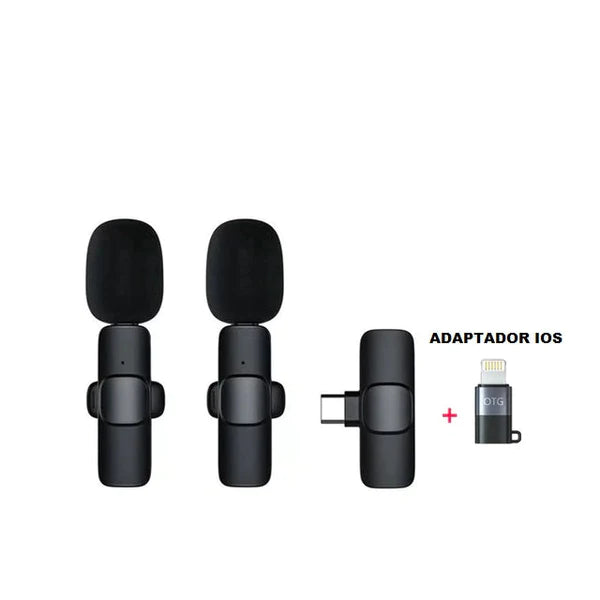 Microfone de Lapela Sem Fio Compatível com IPhone e Android