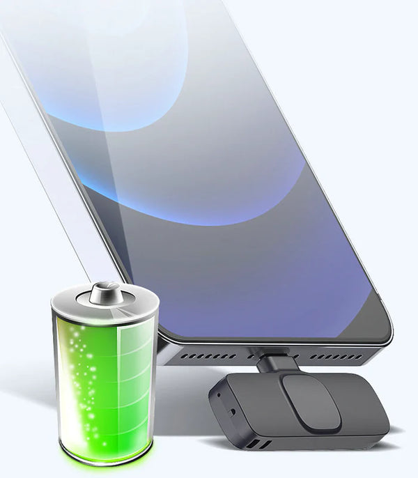Microfone de Lapela Sem Fio Compatível com IPhone e Android