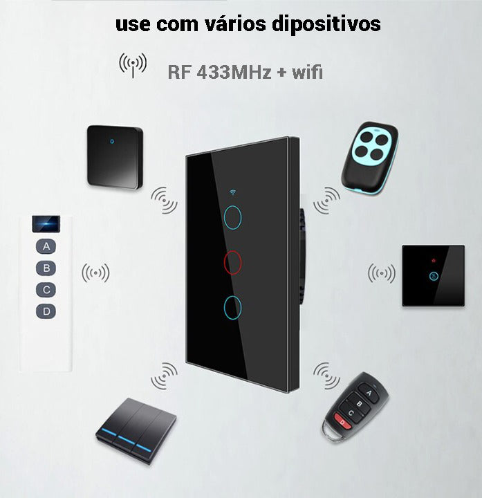Interruptor Smart Branco tuya / Smart life   Alexa, Google Home com / sem fio neutro