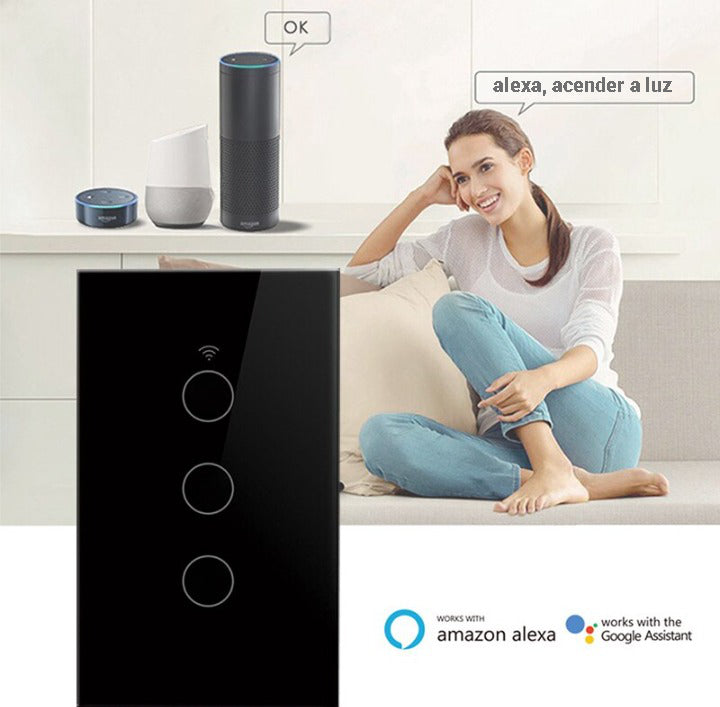 Interruptor Smart Branco tuya / Smart life   Alexa, Google Home com / sem fio neutro