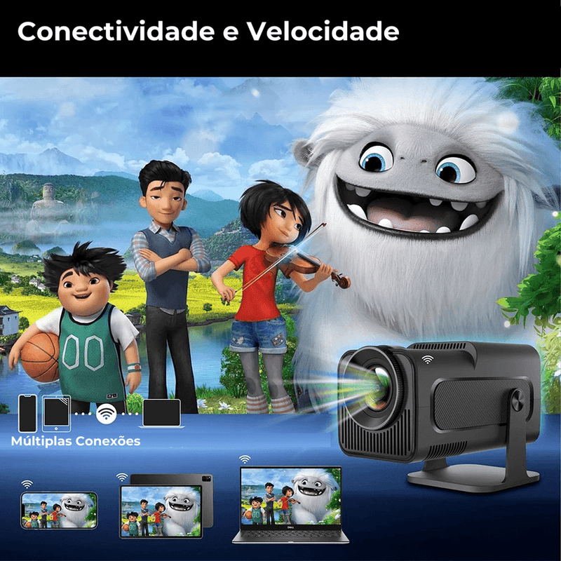 Mini projetor 4k ultra hd portátil hy320 android
