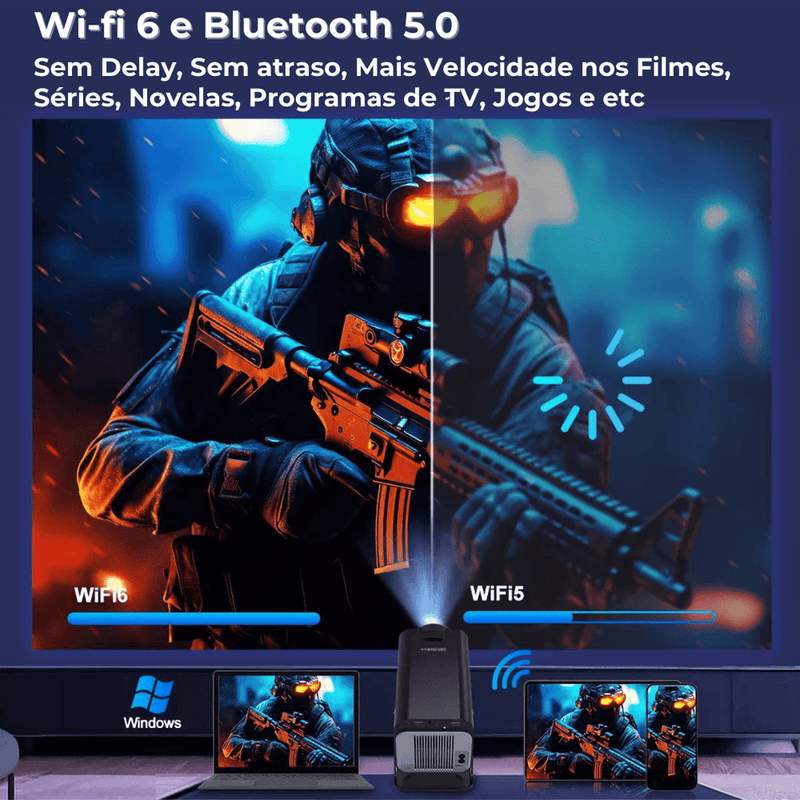 Mini projetor 4k ultra hd portátil hy320 android