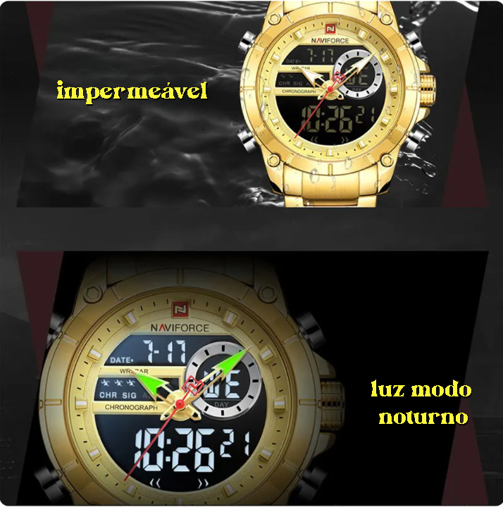 Relógio Esportivo Masculino Original NAVIFORCE -Militar Luxo