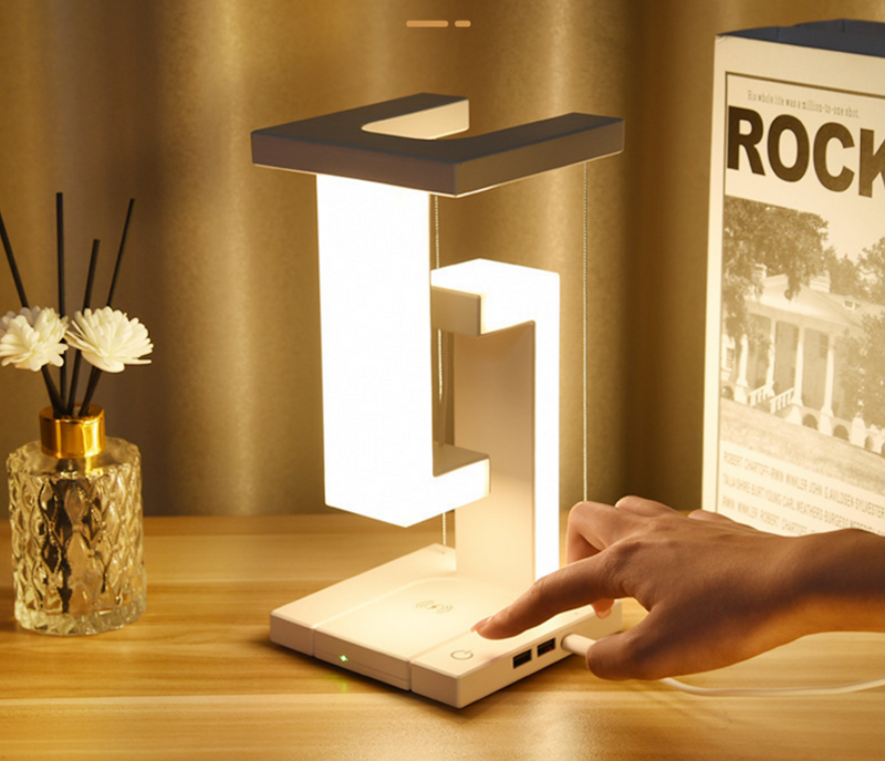 Luz LED de lâmpada de escritório de carga inalámbrica anti-gravidade suspensa