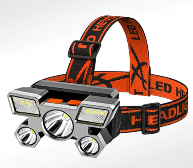 Lanterna de Cabeça Recarregável LED - 5 lâmpadas