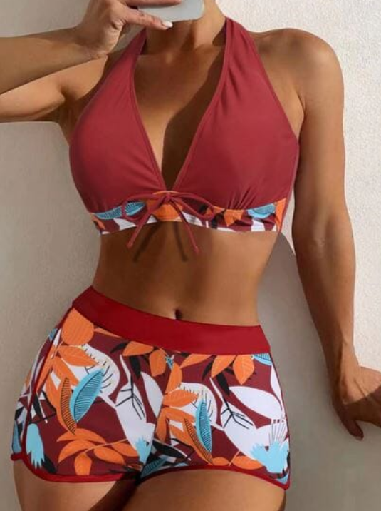 LULU-Conjunto Biquíni e Short Flor & Sol