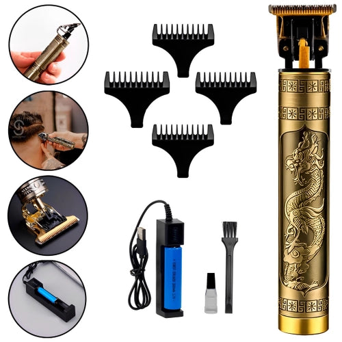 LULU-Máquina de cortar cabelo barbeiro profissional dragão elétrica bateria recarregável